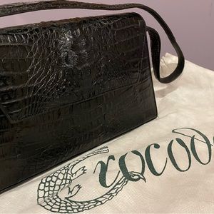 Crocodee Genuine black crocodile leather shoulder bag